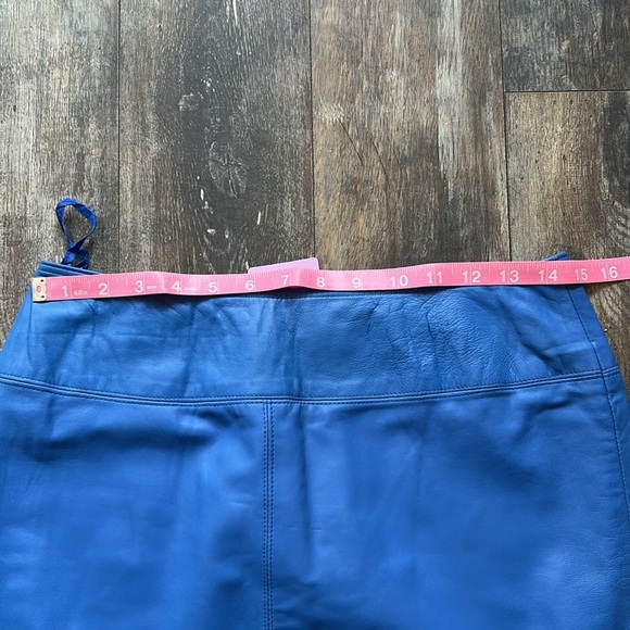 Genuine Blue Leather Pencil Skirt - Picture 7 of 8